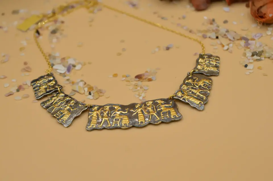 SİLİNDİR MÜHÜR KOLYE  GOLD &BLACK