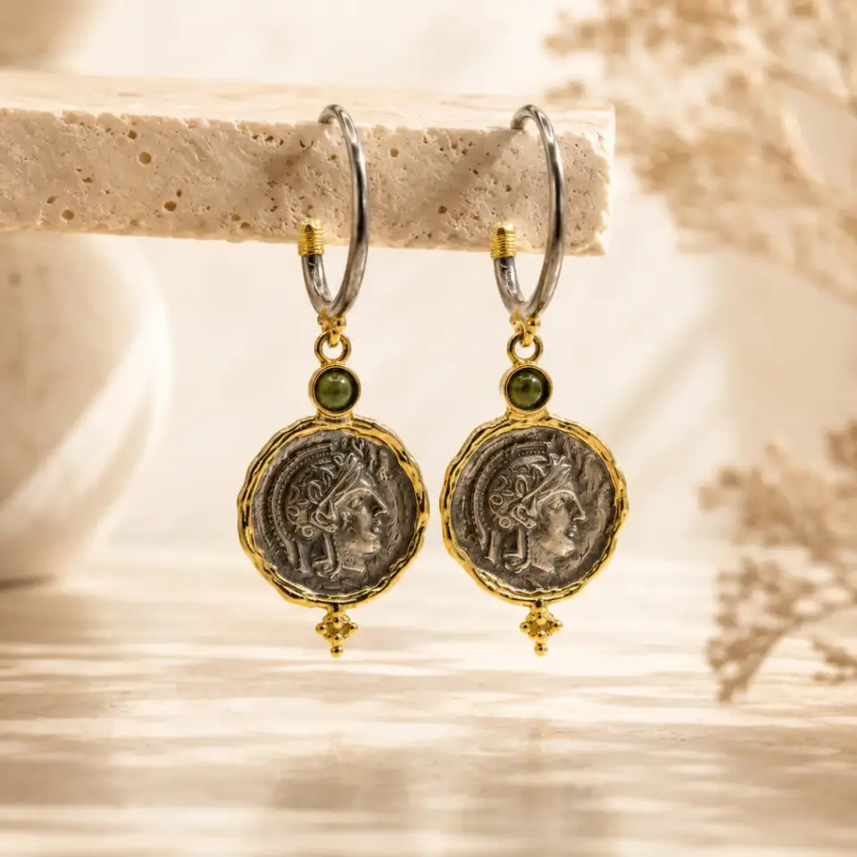 Athena & Baykuş Turmalin Küpe