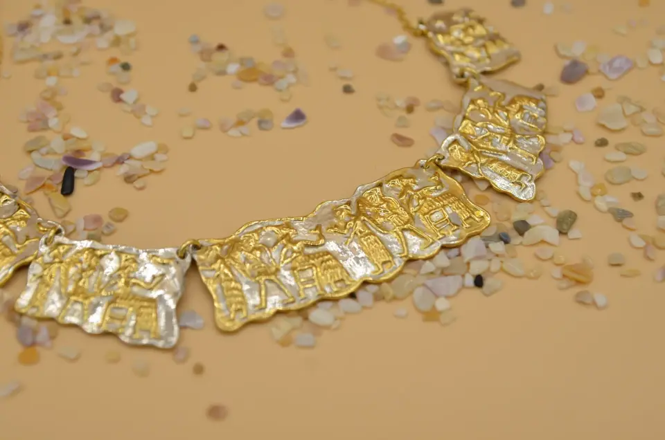 SİLİNDİR MÜHÜR KOLYE GOLD & WHİTE